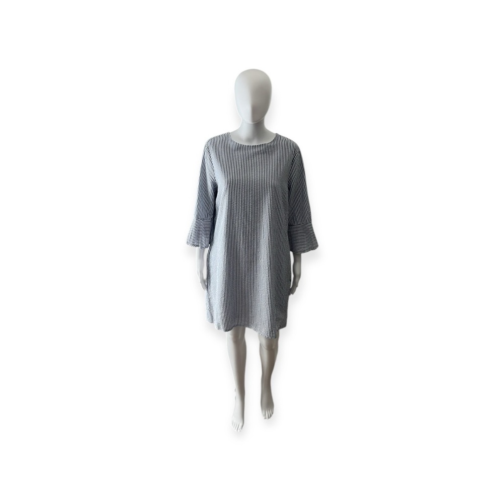 Occasionally Made Blue and White Seersucker Dress Size Medium